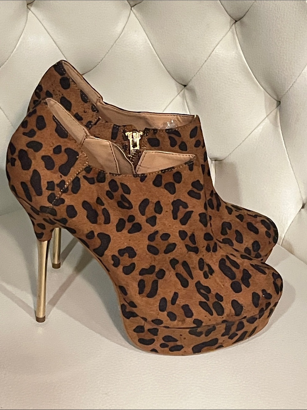 Forever 21 Leopard Platform Stiletto Booties - Brown & Black